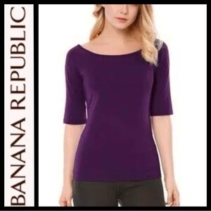 NWT Banana Republic Purple Scoop Neck Velvet Top